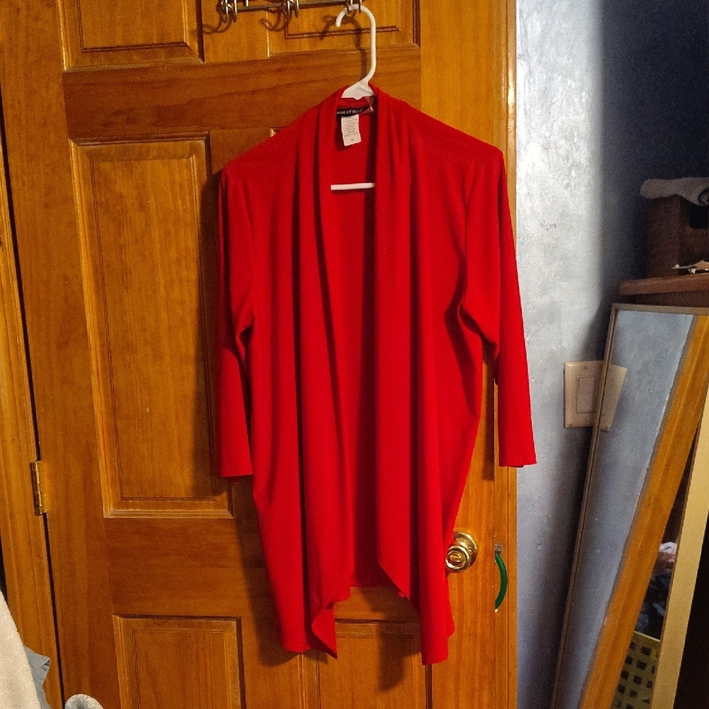 Ashley Blue Red Cardigan Lightweight Open Front